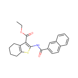 CCOC(=O)c1c(NC(=O)c2ccc3ccccc3c2)sc2c1CCCC2 ZINC000000712175