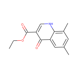 CCOC(=O)c1c[nH]c2c(C)cc(C)cc2c1=O ZINC000008577669