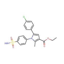 CCOC(=O)c1cc(-c2ccc(Cl)cc2)n(-c2ccc(S(N)(=O)=O)cc2)c1C ZINC000042889720