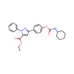 CCOC(=O)c1cc(-c2ccc(OC(=O)NC3CCCCC3)cc2)nn1-c1ccccc1 ZINC000299859550