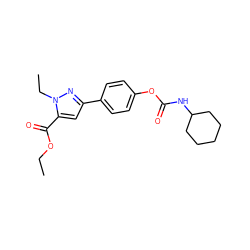 CCOC(=O)c1cc(-c2ccc(OC(=O)NC3CCCCC3)cc2)nn1CC ZINC000299857529