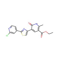 CCOC(=O)c1cc(-c2csc(-c3ccnc(Cl)c3)n2)c(=O)[nH]c1C ZINC000045291527