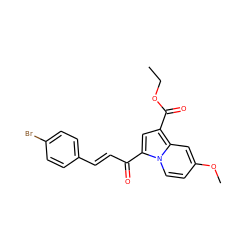 CCOC(=O)c1cc(C(=O)/C=C/c2ccc(Br)cc2)n2ccc(OC)cc12 ZINC000653840590