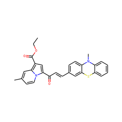 CCOC(=O)c1cc(C(=O)/C=C/c2ccc3c(c2)Sc2ccccc2N3C)n2ccc(C)cc12 ZINC000653816373