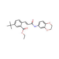 CCOC(=O)c1cc(C(C)(C)C)ccc1/C=C/C(=O)Nc1ccc2c(c1)OCCO2 ZINC000013606932