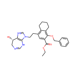 CCOC(=O)c1cc(CCn2cnc3c2NC=NC[C@@H]3O)c2c(c1OCc1ccccc1)CCCC2 ZINC000013861952