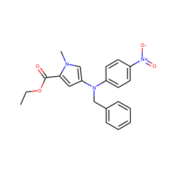 CCOC(=O)c1cc(N(Cc2ccccc2)c2ccc([N+](=O)[O-])cc2)cn1C ZINC000040936060