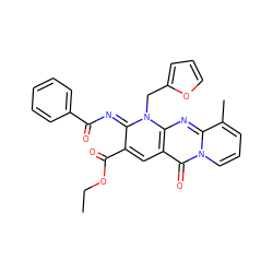 CCOC(=O)c1cc2c(=O)n3cccc(C)c3nc2n(Cc2ccco2)/c1=N/C(=O)c1ccccc1 ZINC000061925174