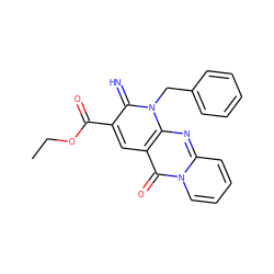 CCOC(=O)c1cc2c(=O)n3ccccc3nc2n(Cc2ccccc2)c1=N ZINC000100318729