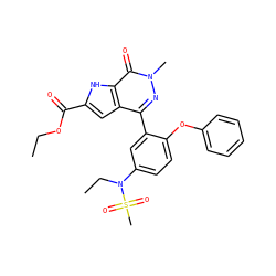 CCOC(=O)c1cc2c(-c3cc(N(CC)S(C)(=O)=O)ccc3Oc3ccccc3)nn(C)c(=O)c2[nH]1 ZINC000146695691