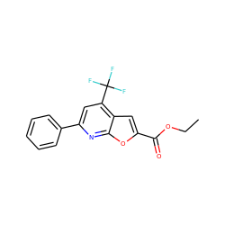 CCOC(=O)c1cc2c(C(F)(F)F)cc(-c3ccccc3)nc2o1 ZINC000008578349