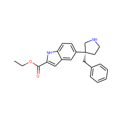 CCOC(=O)c1cc2cc([C@]3(Cc4ccccc4)CCNC3)ccc2[nH]1 ZINC000040862247