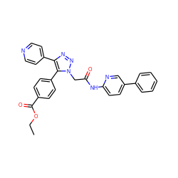 CCOC(=O)c1ccc(-c2c(-c3ccncc3)nnn2CC(=O)Nc2ccc(-c3ccccc3)cn2)cc1 ZINC001772618934