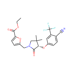 CCOC(=O)c1ccc(CN2CC(C)(C)[C@H](Oc3ccc(C#N)c(C(F)(F)F)c3)C2=O)o1 ZINC000072118983