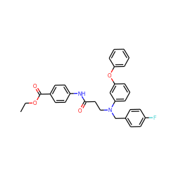 CCOC(=O)c1ccc(NC(=O)CCN(Cc2ccc(F)cc2)c2cccc(Oc3ccccc3)c2)cc1 ZINC000653697123