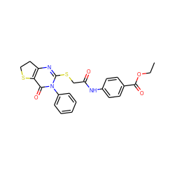 CCOC(=O)c1ccc(NC(=O)CSc2nc3c(c(=O)n2-c2ccccc2)SCC3)cc1 ZINC000002719673