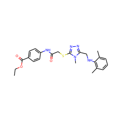 CCOC(=O)c1ccc(NC(=O)CSc2nnc(CNc3c(C)cccc3C)n2C)cc1 ZINC000000648745