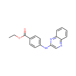 CCOC(=O)c1ccc(Nc2cnc3ccccc3n2)cc1 ZINC000001396292