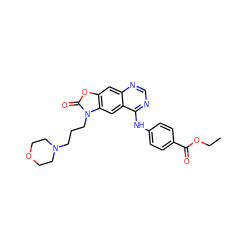 CCOC(=O)c1ccc(Nc2ncnc3cc4oc(=O)n(CCCN5CCOCC5)c4cc23)cc1 ZINC000084724567