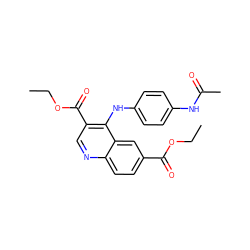 CCOC(=O)c1ccc2ncc(C(=O)OCC)c(Nc3ccc(NC(C)=O)cc3)c2c1 ZINC000000921302