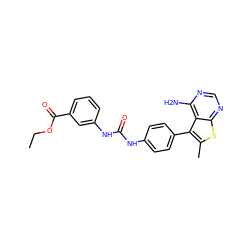 CCOC(=O)c1cccc(NC(=O)Nc2ccc(-c3c(C)sc4ncnc(N)c34)cc2)c1 ZINC000013673641