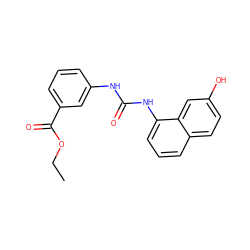 CCOC(=O)c1cccc(NC(=O)Nc2cccc3ccc(O)cc23)c1 ZINC000071331788