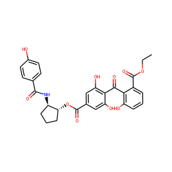 CCOC(=O)c1cccc(O)c1C(=O)c1c(O)cc(C(=O)O[C@@H]2CCC[C@H]2NC(=O)c2ccc(O)cc2)cc1O ZINC000014944191