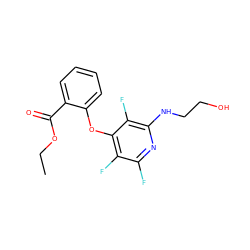 CCOC(=O)c1ccccc1Oc1c(F)c(F)nc(NCCO)c1F ZINC000004320669