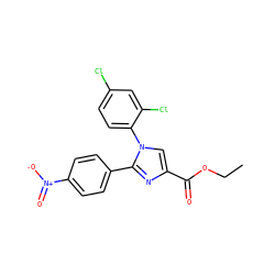 CCOC(=O)c1cn(-c2ccc(Cl)cc2Cl)c(-c2ccc([N+](=O)[O-])cc2)n1 ZINC000013642408