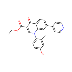 CCOC(=O)c1cn(-c2ccc(O)cc2C)c2cc(-c3ccncc3)ccc2c1=O ZINC000063298552