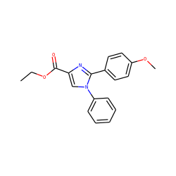 CCOC(=O)c1cn(-c2ccccc2)c(-c2ccc(OC)cc2)n1 ZINC000013642381