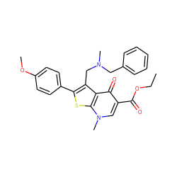 CCOC(=O)c1cn(C)c2sc(-c3ccc(OC)cc3)c(CN(C)Cc3ccccc3)c2c1=O ZINC000036331614