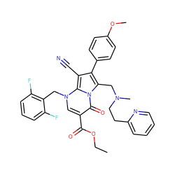 CCOC(=O)c1cn(Cc2c(F)cccc2F)c2c(C#N)c(-c3ccc(OC)cc3)c(CN(C)CCc3ccccn3)n2c1=O ZINC000027328942