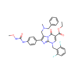 CCOC(=O)c1cn(Cc2c(F)cccc2F)c2nc(-c3ccc(NC(=O)NOC)cc3)c(CN(C)Cc3ccccc3)n2c1=O ZINC000084462352