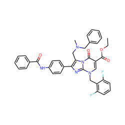 CCOC(=O)c1cn(Cc2c(F)cccc2F)c2nc(-c3ccc(NC(=O)c4ccccc4)cc3)c(CN(C)Cc3ccccc3)n2c1=O ZINC000026175189