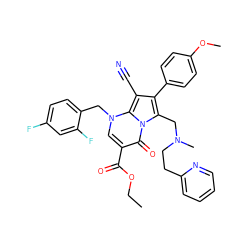 CCOC(=O)c1cn(Cc2ccc(F)cc2F)c2c(C#N)c(-c3ccc(OC)cc3)c(CN(C)CCc3ccccn3)n2c1=O ZINC000027327233