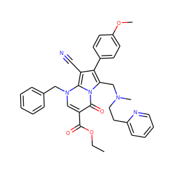 CCOC(=O)c1cn(Cc2ccccc2)c2c(C#N)c(-c3ccc(OC)cc3)c(CN(C)CCc3ccccn3)n2c1=O ZINC000027325659