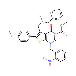 CCOC(=O)c1cn(Cc2ccccc2[N+](=O)[O-])c2sc(-c3ccc(OC)cc3)c(CN(C)Cc3ccccc3)c2c1=O ZINC000036331611