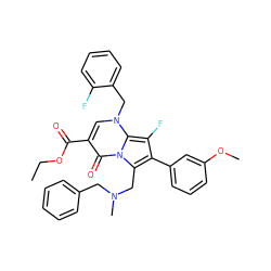 CCOC(=O)c1cn(Cc2ccccc2F)c2c(F)c(-c3cccc(OC)c3)c(CN(C)Cc3ccccc3)n2c1=O ZINC000027092946