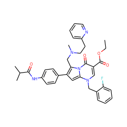 CCOC(=O)c1cn(Cc2ccccc2F)c2cc(-c3ccc(NC(=O)C(C)C)cc3)c(CN(C)CCc3ccccn3)n2c1=O ZINC000027407449