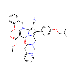 CCOC(=O)c1cn(Cc2ccccc2OC)c2c(C#N)c(-c3ccc(OCC(C)C)cc3)c(CN(C)CCc3ccccn3)n2c1=O ZINC000027320879