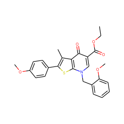 CCOC(=O)c1cn(Cc2ccccc2OC)c2sc(-c3ccc(OC)cc3)c(C)c2c1=O ZINC000036331650