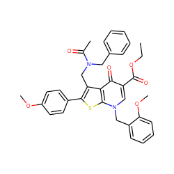 CCOC(=O)c1cn(Cc2ccccc2OC)c2sc(-c3ccc(OC)cc3)c(CN(Cc3ccccc3)C(C)=O)c2c1=O ZINC000036331636