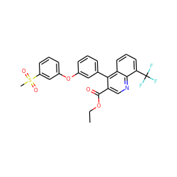 CCOC(=O)c1cnc2c(C(F)(F)F)cccc2c1-c1cccc(Oc2cccc(S(C)(=O)=O)c2)c1 ZINC000045339392