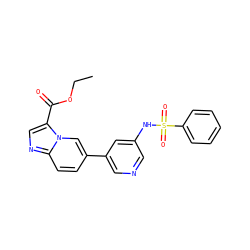 CCOC(=O)c1cnc2ccc(-c3cncc(NS(=O)(=O)c4ccccc4)c3)cn12 ZINC000071319188