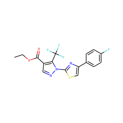 CCOC(=O)c1cnn(-c2nc(-c3ccc(F)cc3)cs2)c1C(F)(F)F ZINC000001396022