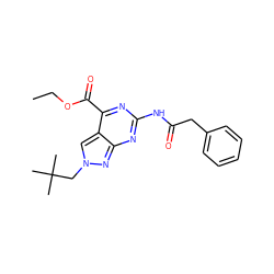 CCOC(=O)c1nc(NC(=O)Cc2ccccc2)nc2nn(CC(C)(C)C)cc12 ZINC000299855365