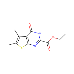 CCOC(=O)c1nc2sc(C)c(C)c2c(=O)[nH]1 ZINC000008577829