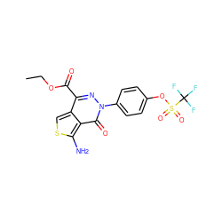 CCOC(=O)c1nn(-c2ccc(OS(=O)(=O)C(F)(F)F)cc2)c(=O)c2c(N)scc12 ZINC000044387464