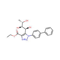 CCOC(=O)c1nnn(-c2ccc(-c3ccccc3)cc2)c1[C@H](O)[C@@H](O)[C@H](C)O ZINC000103256631